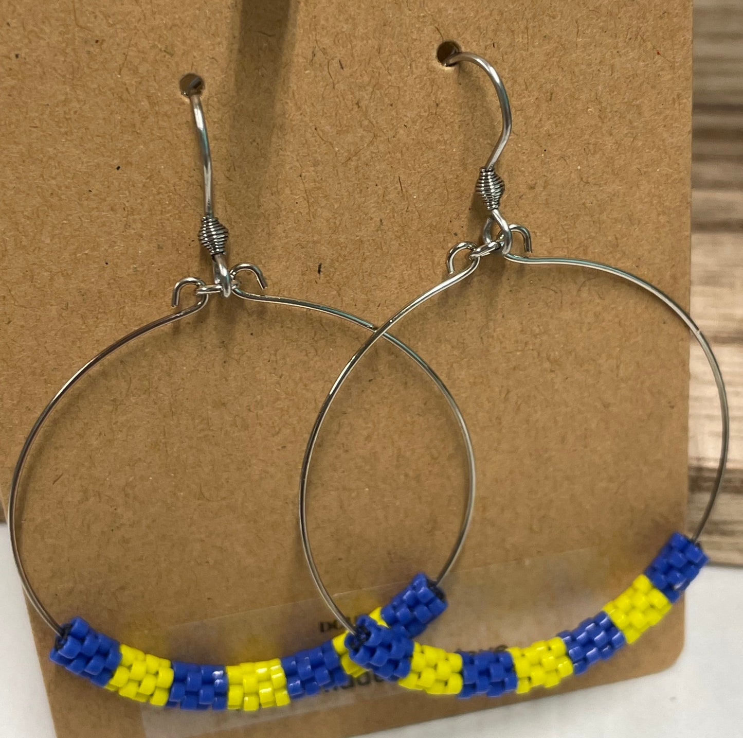 Peyote hoops blue&yellow